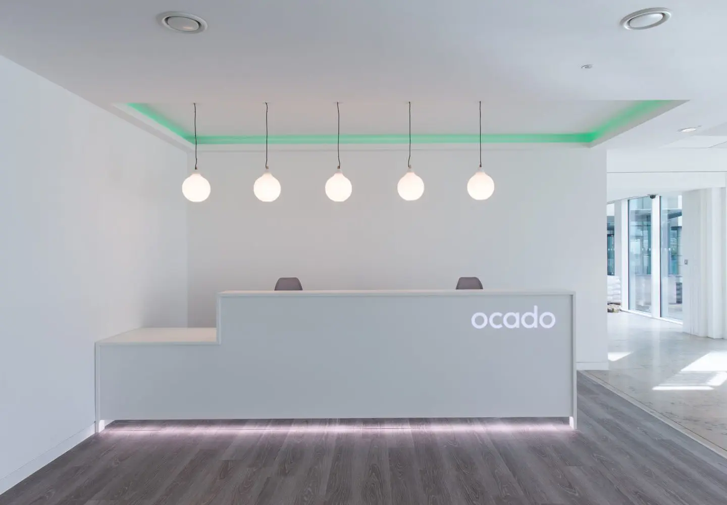 Commerical fit out reception counter ocado modern design