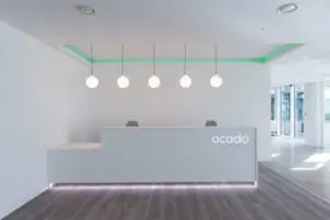 Commerical fit out reception counter ocado modern design