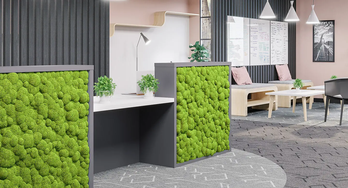 Moss Wall and Reception Counter