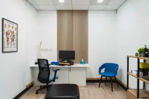 Clinical Room with Natural Wood Acoustic Wall Panels