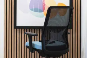 Collapsable Desk and Natural Wood Acoustic Panels