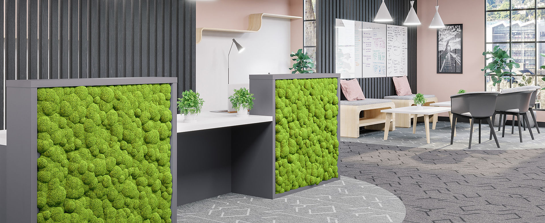 Moss Wall and Reception Counter