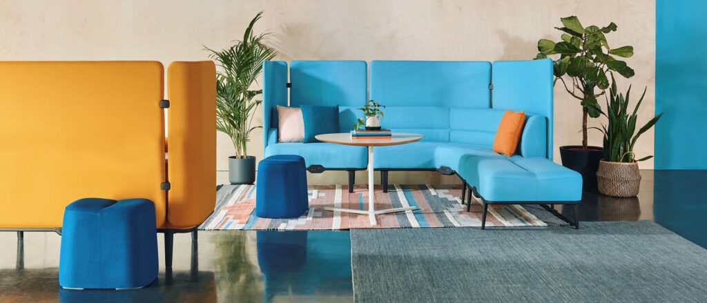 Commercial modular seating blue